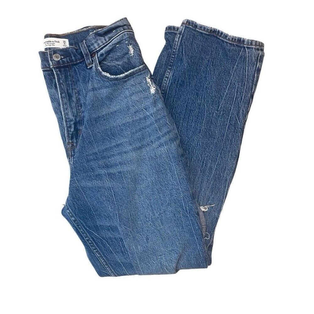 Abercrombie & Fitch 90's Straight Ultra High Rise Size 28 6 R‎ Curve Love